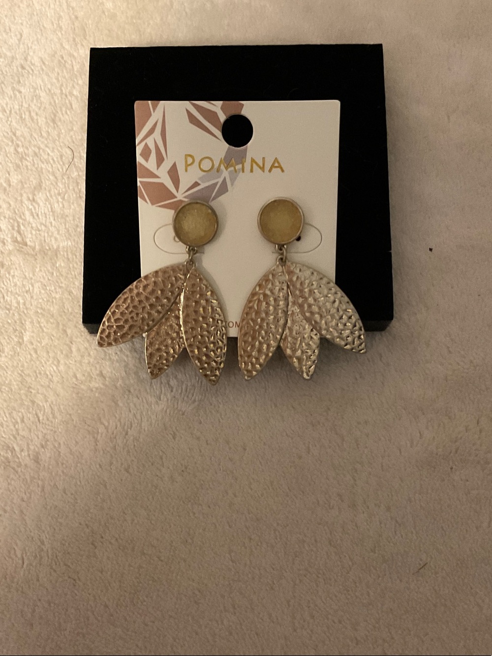 Pomina Textured Gold Leaf Cluster Drop Earrings - Gold